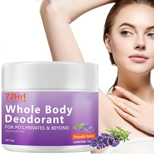 Déodorant corporel à la lavande – Crème anti-transpirante anti-odeurs 24 heures, hypoallergénique et hydratant pour les aisselles, les zones privées et au-delà, parfum de lavande, réduction de la