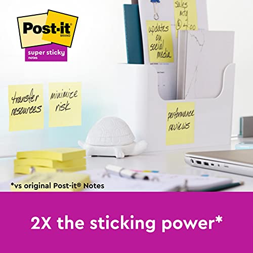 Image of 3M Post-it Super Sticky Lined Notes | 2X Sticking Power | 4 Pads x 45 Sheets | 4 inch x 6 inch | Notes, Reminders, Study, School and organizing | Bright Neon Colours