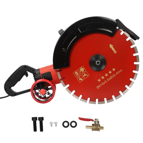HUOMMGS Elektrisch Betonsäge 4000W Nassschneider Pflastersteine Steintrennmaschine mit 410mm Sägeblatt 165mm Schnitttiefe Steinsäge mit Wasserrohr, Wasserpumpe Betonschneider für Stein, Beton, Granit
