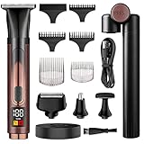 Rückenrasierer Herren, 4-In-1 Rücken Rasierer Elektrisch Kabellos Rückenhaare Entfernen Usb Körperpflege Set mit Verstellbarem VerläNgerungsgriff für Gesicht Arm Kinn Bartschneider Wasserfest