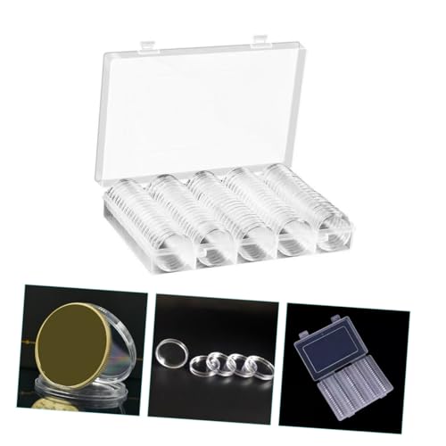 100 cápsulas transparentes para monedas con caja organizadora miniatura 5