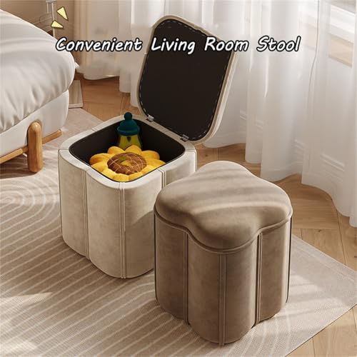 Pouf de rangement rond capitonné pour optimiser les petits salons