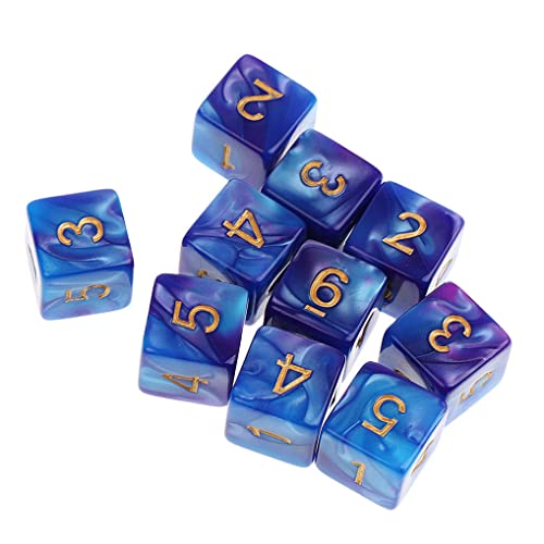 Yourandoll 20 STÜCKE Polyedrische Würfel D6 Würfel 16mm Acryl 6 Seitige Dice Spielwürfel for DND RPG Tischspiele Brettspiel (Blau Lila und Rot Blau)