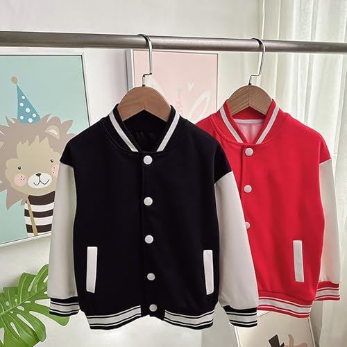 Kids Boys Long Sleeve Baseball Jacket Button Down Patchwork Color Coat Stylish Comfy Outwear for Toddler Girls2