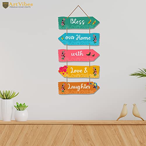 Artvibes Home Quotes Decorative Wall Art Mdf Wooden Wall Hanger For Living Room | Bedroom | Gifts | Wall Hangings For Home Decoration | Modern Decor Items | Art Painting (Wh_7303N), Set Of 5