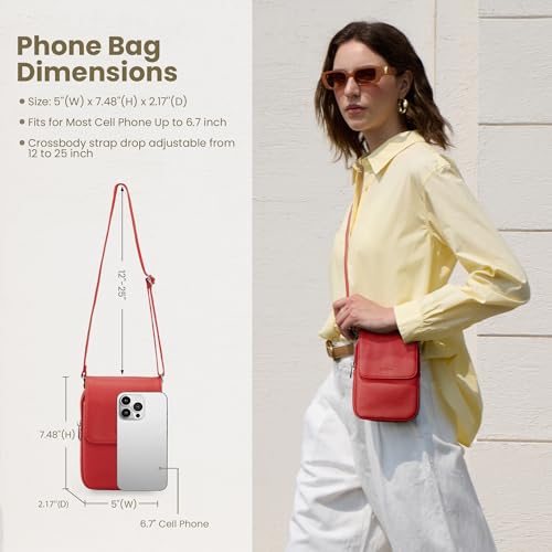 Image of befen Genuine Leather Crossbody Bags for Women, Cell Phone Cross body Purse Bag with RFID Blocking Card Slots