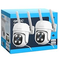 GNCC GK2 Kit 2 Telecamera Wi-Fi Esterno, 1080P Videocamera, 360&deg; PTZ, Rilevamento Movimento, IP65, Tracciamento Movimento, Abbonamento Cloud Richiesto, Notifiche APP, Solo WiFi a 2,4 GHz, Plug-in