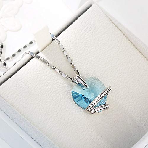 Collier ras de cou bleu cœur imitation cristal symbole d'amour