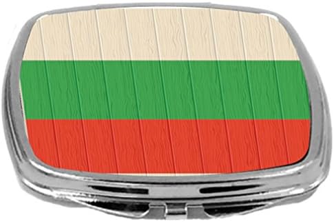 Rikki Knight Compact Mirror on Distressed Wood Design, Bulgaria Flag, 3 Ounce