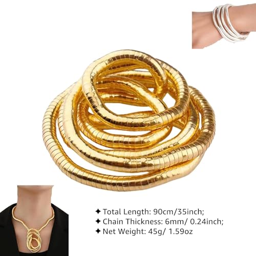 Bendable Snake Chain Versatile Necklace Armband Bracelet and Choker, Flexible Twisty Multi-purpose Necklaces Bracelets DIY Trendy Jewelry Gift for Women Men3