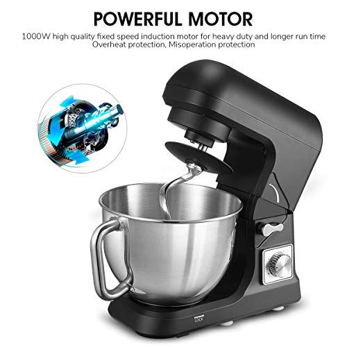 Stand Mixer, Dough Mixer with 5 Qt Stainless Steel Bowl, 6 Speeds Tilt-Head Food Mixer, Kitchen Electric Mixer with Double Dough Hooks, Whisk, Beater - Thumbnail 3