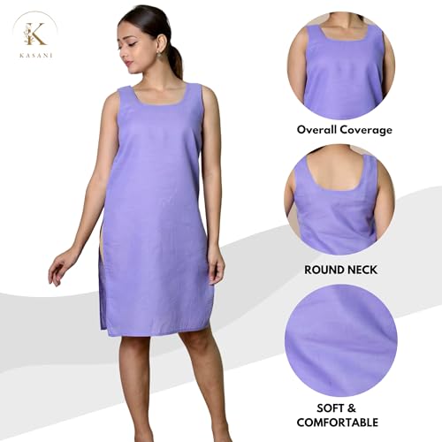 Image of KASANI Women's Camisole Cotton Long Knee-Length Sameej /Slip /Inner, Sleeveless, Pack of 2