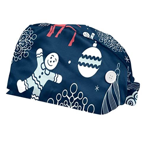 Chapeaux de Travail Noël Bonhomme de Neige et Cerfs Unisexe - Lot de 2 Casquettes