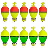 THKFISH 10 Stück Posen Angeln Set, Beschwert Schwimmer Angeln, Schaumstoff Oval Slip Fishing Bobbers, Angelposen für das Angeln Bluegill Crappie Panfish Bass Forelle,1IN/1.5IN/2IN