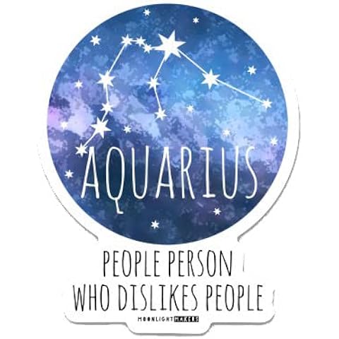 Funny Astrology Zodiac Signs Die Cut Bumper Stickers, Car Art, Bike Vinyl, Weatherproof (Aquarius - People Person Who Dislikes People)