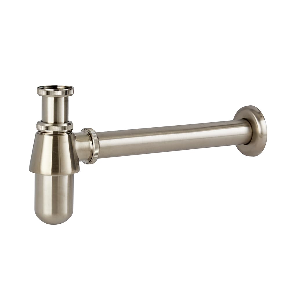 Milano Brushed Nickel Elizabeth Bottle Trap For Wall Hung Bathroom Basin Sink