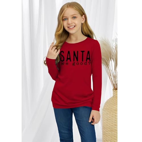 Ritatte Boys Girls Christmas Shirts Kids Cute Santa We Good Letter Print Long Sleeve T-Shirts Xmas Holiday Casual Tee Tops3