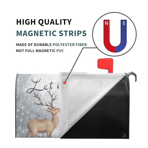 Image of Winter Snowman Deer Mailbox Cover Magnetic Standard Size 21 inchx18 inch Christmas Snowflake Cardinal Decorative Mailbox Covers Winter Holiday Mailbox Wraps Post Letter Box Cover for Home Garden Yard