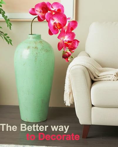 Image of CraftVatika Artificial Faux Pink Orchid Flower Single Stem with 10 Flower Heads | Phalaenopsis-Style Butterfly Orchid Look | Decorative Flower for Vase Decoration, Home, Office, Wedding Event Decor