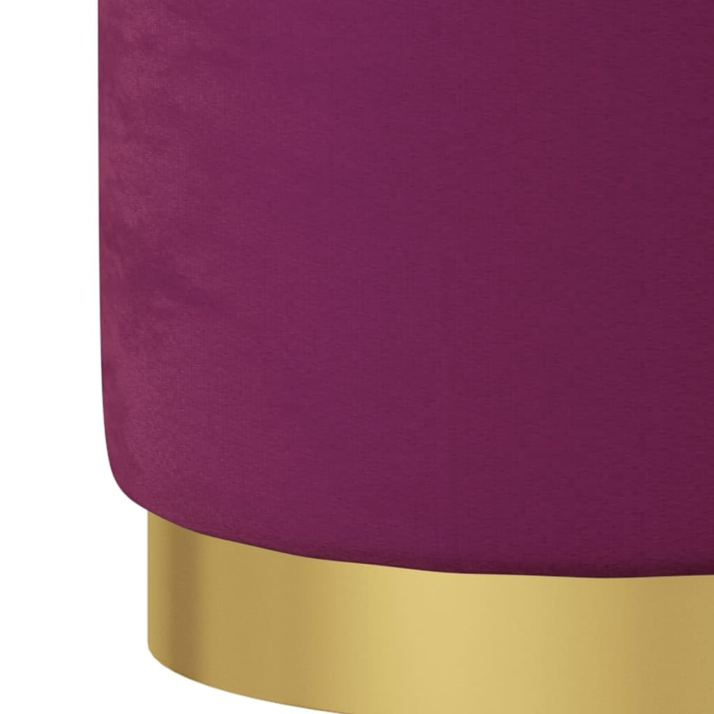 Sgabello portaoggetti rotondo in velluto viola con patta 31 x 37 cm, imbottito e salvaspazio, ideale come seduta per soggiorno, ufficio, balcone e uso esterno