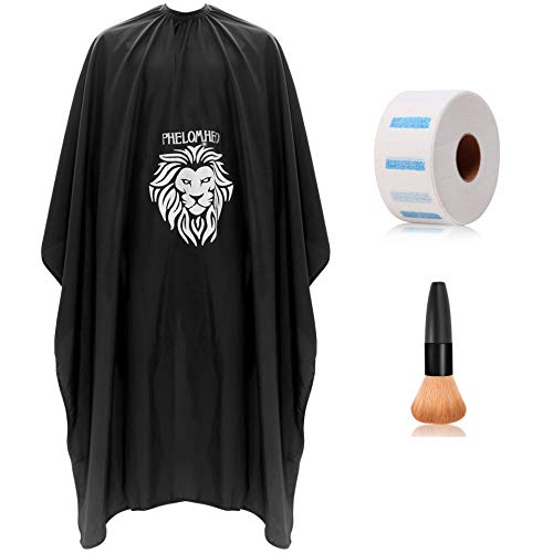 Bircen Barber Cape,Hair Cutting Cape for Salon and Home Use,Salon Cape Comes with Neck Duster Brush and Neck Strips Adjustable Buckle Design -55x63 Inch