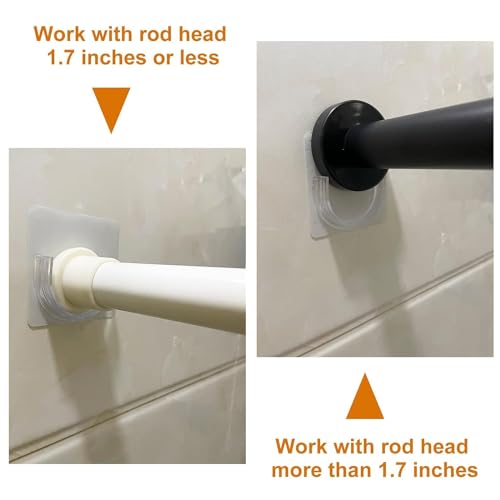 Image of Transparent Self Adhesive Curtain Rod Holders, No Drill Nail Free Adjustable Brackets for Bathroom, Kitchen, Living Room & Hotel Use, Strong Wall Mount Support Hooks, Pack of 8, Heavy Duty