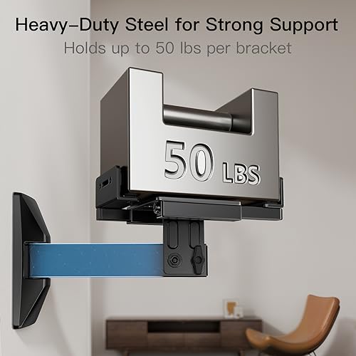 Pipishell Speaker Wall Mounts, Dual Side Clamping Bookshelf Speaker Mounting Bracket thumb #3