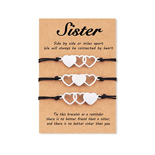 Tarsus 3 Sisters Bracelet Distance Matching Heart Bracelets Mothers Day Sister Gifts For Girls Women Daughters Best Friend #TOP19