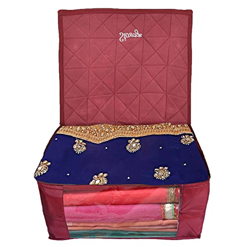 Image of Kuber Industries Parachute Saree Cover /Bag for Storage with Zip Closure | Wardrobe Organizer for Storage | Saree Organiser for Wardrobe | Maroon