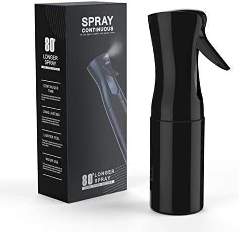 Mycket Hair Spray Bottle, Continuous Fine Mist Barber Spray Bottle, Refillable Sprayer, Reusable Water Squirt Bottle for Salon, Hairstyling, Cleaning, Gardening, Pets, & Skin Care- 7oz/200ml (Black)