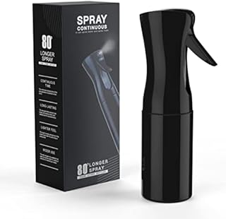 Mycket Hair Spray Bottle, Continuous Fine Mist Barber Spray Bottle, Refillable Sprayer, Reusable Water Squirt Bottle for Salon, Hairstyling, Cleaning, Gardening, Pets, & Skin Care- 7oz/200ml (Black)
