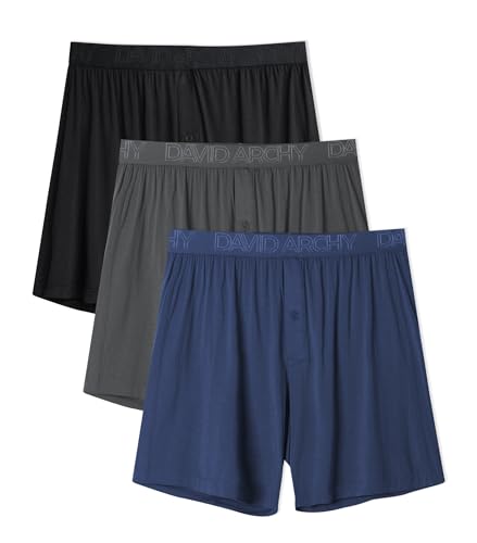 Image of DAVID ARCHY Mens Boxers Soft Rayon Made from Bamboo Boxers for Men Pack Loose Underwear Cooling Mens Boxer Shorts