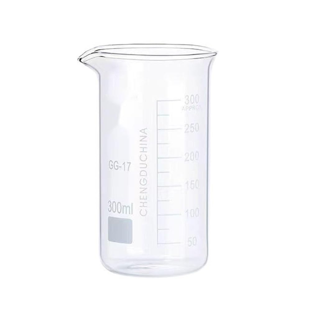 Hoher Messbecher für Labore, 50/100/150/250/300/400/500/600/800/1000 ml Becher aus Borosilikatglas, hoher Glasbecher (500) (300)