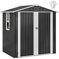 DWVO 6x4ft Metal Outdoor Storage Shed with Window, Lockable Tool Storage Sheds, Steel Garden Sheds with Sloped Roof for Backyard, Patio, Garage, Lawn, Gray