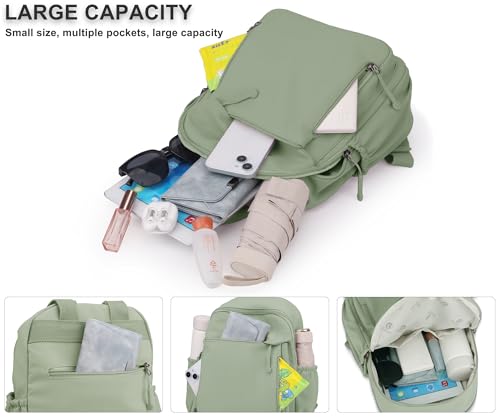 Image of Pealwel Mini Nylon Women Backpacks,Small Ladies backpacks Lightweight Shoulder Satchel Bag Tote Handbag Casual Travel Daypack (Light Green(A))