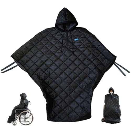 Poncho pour fauteuil roulant doublé polaire et imperméable pour adulte