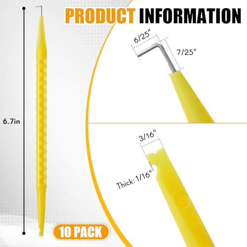 Image of Daifunli 10 Pcs Probe Pick Spudger Tools Bulk Nylon with L-Shaped Wire Hook 7 inch Length for Telecom Data Communication and Alarm Installers(Yellow)