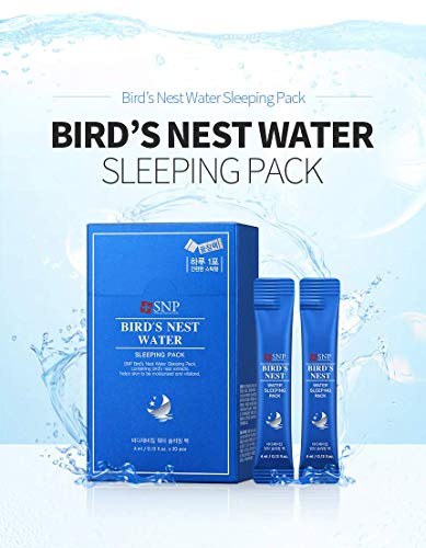 SNP Overnight Bird's Nest Night Cream | Travel Size Individual Packaging | Hydrating and Protecting for All Dry Skin Types | Korean Face Skincare | Overnight Facial Skin Care | 20 Pack