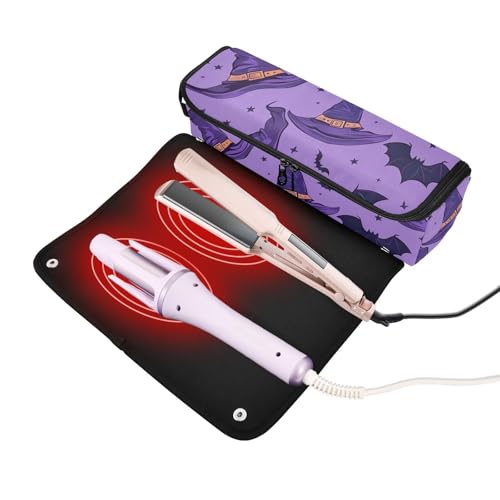 GuoChe Estuche portátil de viaje y alfombrilla resistente al calor con cremallera fondo púrpura espeluznante miniatura 2