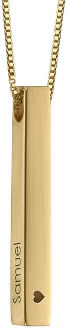 Handmade Personalized Women's Engraved 3D Bar Name Necklace in Sterling ...