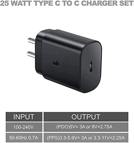 Image of MAK 25W Charger USB-C Super Fast Charging Adapter Compatible for Galaxy S21 /S21+ /S21 Ultra /S20 /S20+ /S20 Ultra /Note 10,20 /Note 20 Ultra /Note10+, Adapter Only, Black