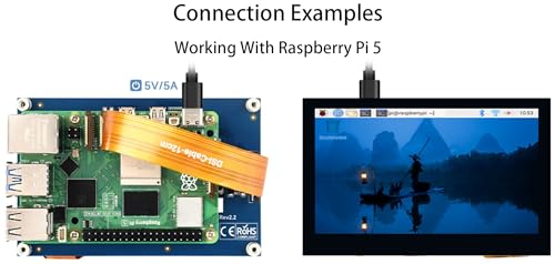 Image of waveshare 4.3 inch DSI LCD Display for Raspberry Pi 4B /3B+ /3A+ /3B /2B /B+ /A+ /Compute Module 3+ /3 /4, 800x480 Touchscreen Capacitive IPS Screen Monitor, Support Raspbian /Ubuntu /Kali /WIN10 IoT /Retropie
