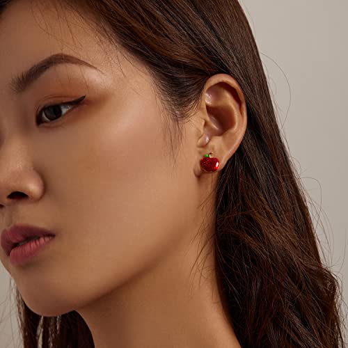 Red Apple Stud Earrings for Women Girls 925 Sterling Silver Christmas Earrings Tiny Fruit Studs Back to School Earrings Xmas Ear Jewelry Hypoallergenic3