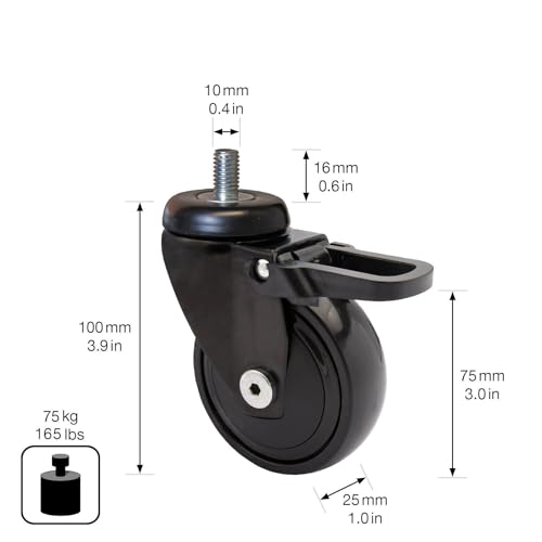 WAGNER ultra-turnable 360°, 3C, design swivel castor/furniture castor, black, soft running surface, grub screw 10 x 16 mm - Image 2