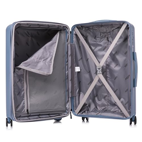 DUKAP AIRLEY Expandable Carry On Luggage with Spinner Wheels | 20 in TSA Approved Hard Shell Travel Suitcase with Combination Lock Retractable Trolley Side Studs and Gel Handles | Blue4