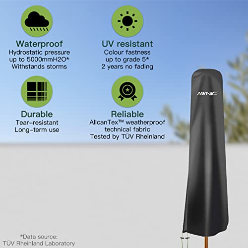AWNIC Heavy Duty Garden Parasol Covers, 420D Oxford Fabric Waterproof Garden Umbrella Cover Outdoor with Zip, Fits up to 11ft Patio Umbrella Cover Black (190 x 30 x 50cm) AWNIC Heavy Duty Garden Parasol Covers, 420D Oxford Fabric Waterproof Garden Umbrella Cover Outdoor with Zip, Fits up to 11ft Patio Umbrella Cover Black (190 x 30 x 50cm)