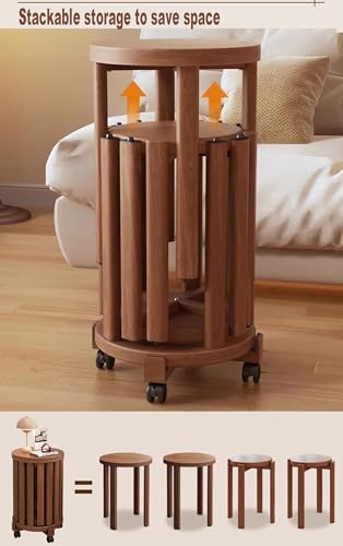 Taburetes redondos de madera maciza portátiles para estancias pequeñas 3