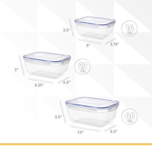Image of Superio Plastic Food Storage Container Set, BPA Free, Sealed Containers with Airtight Lids for Pnatry, Cupboard, and Fridge- Microwave and Dishwasher Safe (10) (3 Pack)