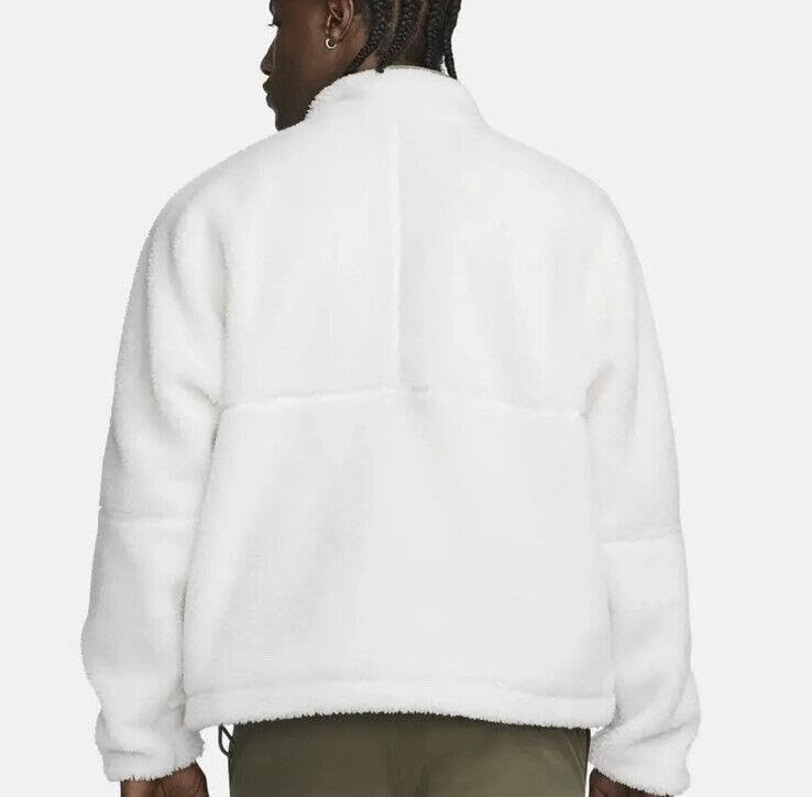 Nike Club Fleece Men's 1/2-Zip Anorak Plush Jacket DQ4880-133, White/Olive (US, Alpha, Medium, Regular, Regular, Polyester)2