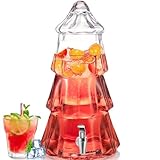FillTouch 1 Pcs Christmas Tree Glass Drink Dispenser for Parties Beverage 1.3 Gallon Clear Liquor Dispenser with Spigot for Xmas Party, Home Bars, Water, Lemonade, Juice